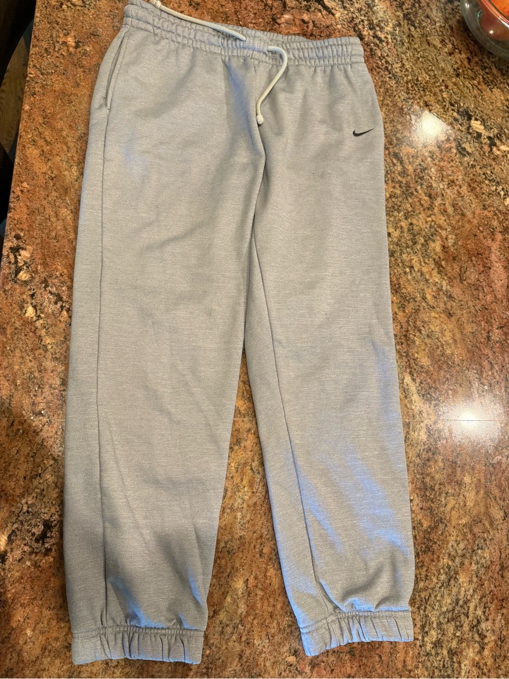 Nike Gray Drawstring Joggers with Elastic Cuffs